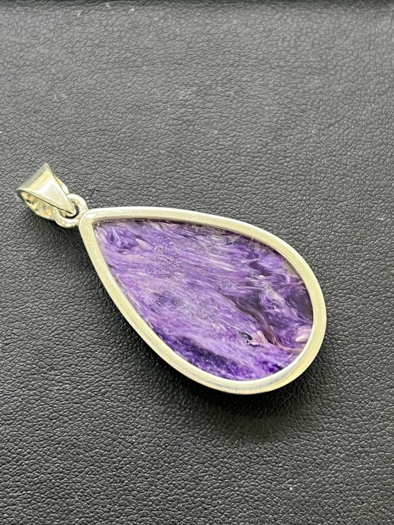 チャロアイトとスターリングシルバーのドロップ型ペンダント - Etsy 日本