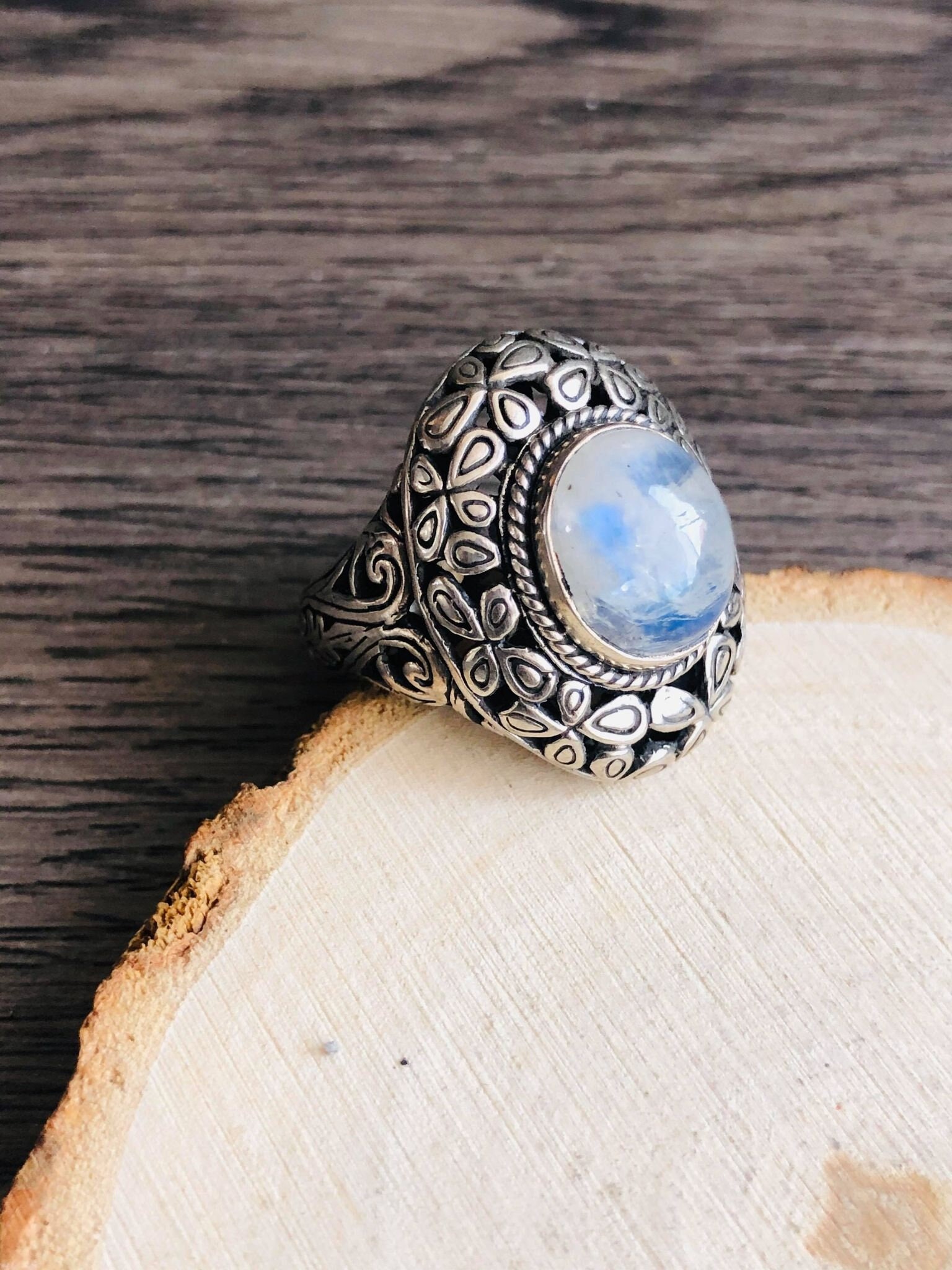 Bague artisanale en argent 925 et pierre naturelle Pierre de