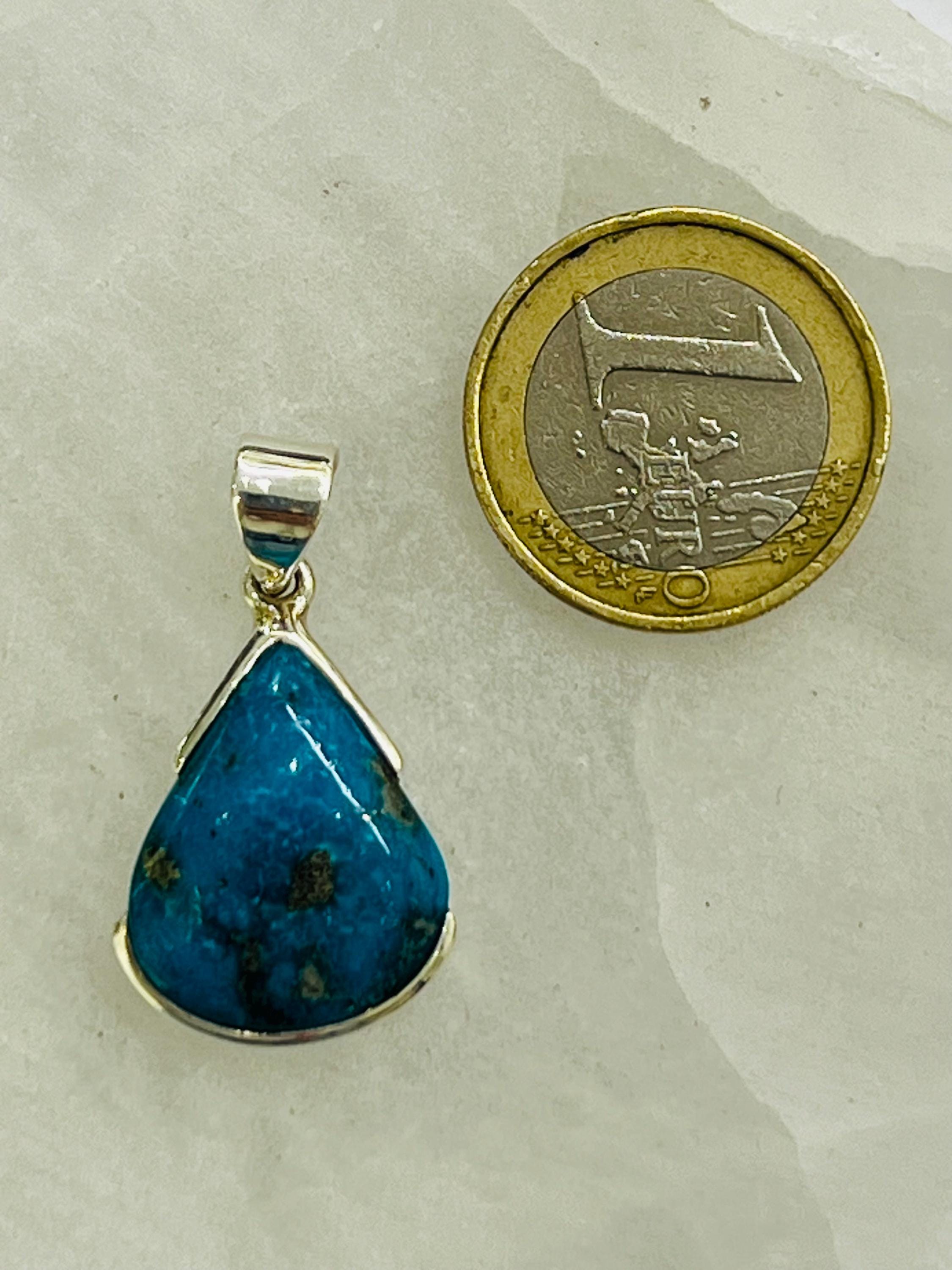 職人が作ったターコイズスターリングシルバーペンダントドロップ