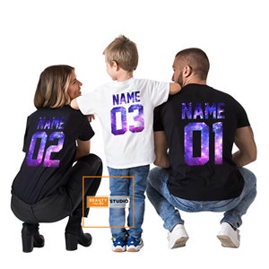 Custom family shirts, Any name, any number, Custom name, Custom number shirt, Personalized shirt, Galaxy Shirt,  Matching Family shirts