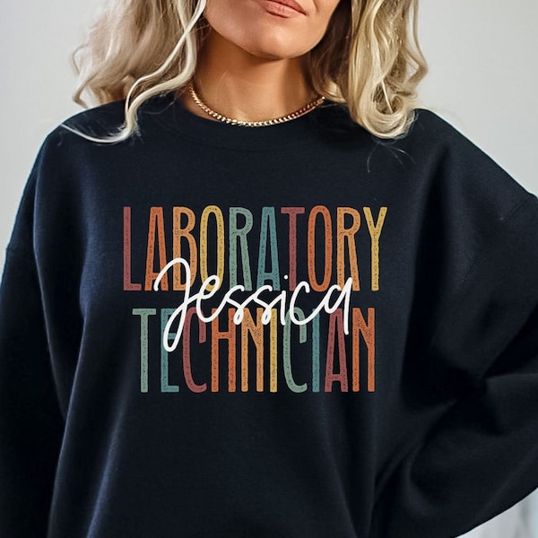 Personalized Laboratory technician shirt, long sleeve, sweatshirt, gift, Custom name Lab tech, graduation gift, lab week, lab assistant