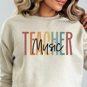 Music teacher shirt, long sleeve, sweatshirt, gift, back to school, orchestra teacher, musician, piano teacher