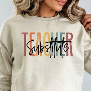 Chemise de professeur suppléant, manches longues, sweat-shirt, cadeau, retour à l'école, st, aide-enseignant