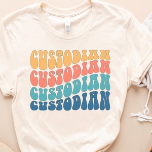 Custodian shirt, long sleeve, hoodie, sweatshirt, tank top, gift, trendy retro, school janitor, caretaker, warden, appreciation gift