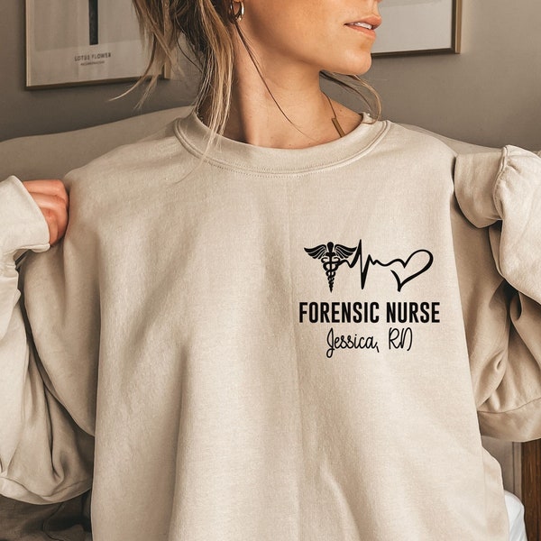 Personalized Forensic nurse shirt, long sleeve, sweatshirt, gift, custom name forensic scientist, science
