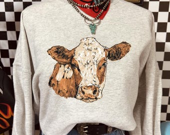 Koe shirt western grafisch T-shirt, boerderij koe shirt, cowgirl western shirt, boerderijdieren shirt, rustiek land T-shirt, Ranch Life shirt sku5-76