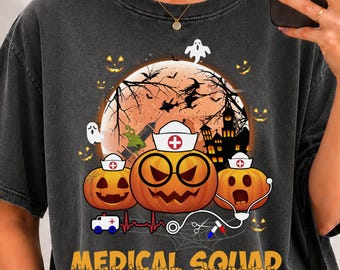 Medical Squad Halloween shirt, long sleeve, sweatshirt, hoodie, Comfort Colors healthcare squad, medical assistant, medical receptionist