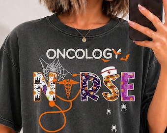 Oncology Nurse Halloween shirt, long sleeve, sweatshirt, hoodie, Comfort Colors Oncology rn Nurse squad, oncologist, chemo nurse