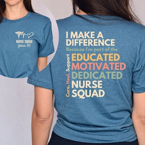 Personalized Nurse Squad shirt, long sleeve, sweatshirt, hoodie, gift, front and back, pocket custom name nursing team, nurse practitioner