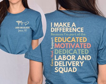 Personalized Labor and Delivery Squad shirt, long sleeve, sweatshirt, hoodie, gift, front and back pocket custom name l and d nurse, midwife