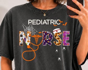 Pediatric Nurse Halloween shirt, long sleeve, sweatshirt, hoodie, Comfort Colors Peds squad, picu nurse, pediatrician