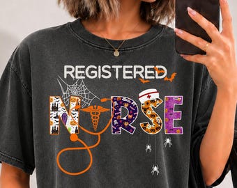 Registered Nurse Halloween shirt, long sleeve, sweatshirt, hoodie, Comfort Colors RN, Registered Nurse appreciation, nursing school grad