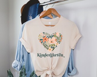 Kindergarten shirt, hoodie, sweatshirt, tank top, gift, flowers heart, Kindergarten teacher, squad, crew, team
