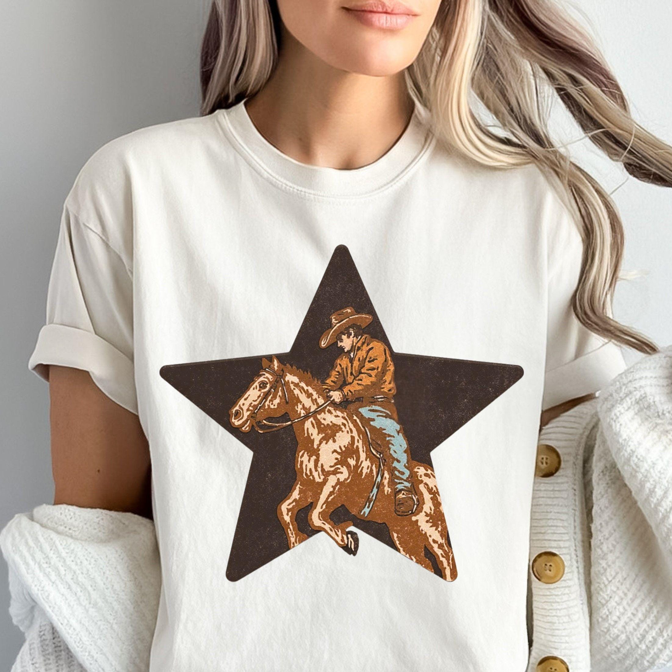 Western Cowboy Star T-shirt, Vintage Rodeo Graphic Tee, Country