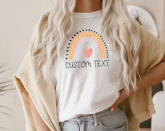 Custom text shirt, hoodie, sweatshirt, tank top, gift, rainbow, personalized tee, customized, design your own, Mothers Day, nurse