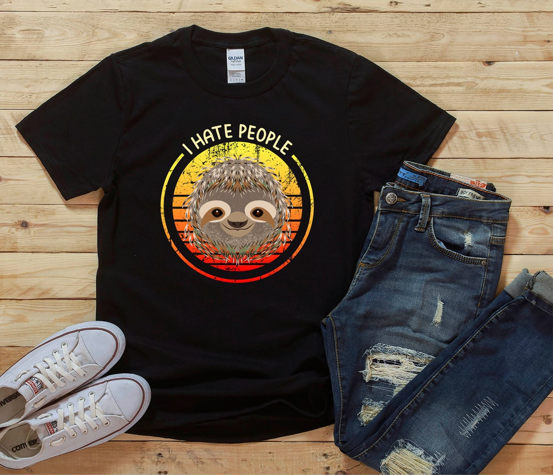 I hate people sloth shirt sloth gift cute sloth shirt | Etsy