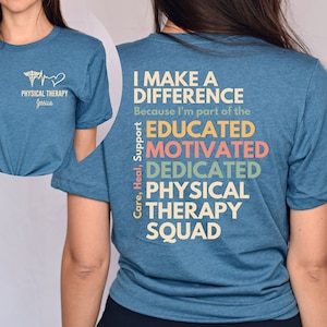 Personalized Physical Therapy Squad shirt, long sleeve, sweatshirt, hoodie, gift, front and back custom name Physical Therapist, PT, dpt