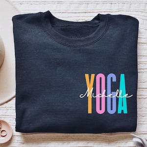 Personalized yoga shirt, long sleeve, sweatshirt, tank top, hoodie, gift, custom name yoga instructor, yogi wife, teacher, cute crewneck
