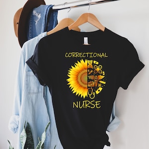 Correctional nurse shirt, hoodie, sweatshirt, tank top, gift, sunflower, Corrections, prison, forensic, essential, officer
