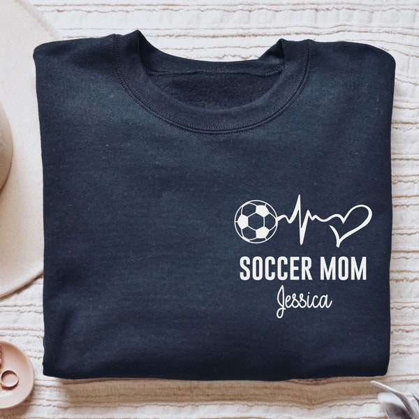 Personalized Soccer Mom shirt, long sleeve, sweatshirt, hoodie, gift, pocket custom name Soccer mama, Soccer cheer, gameday