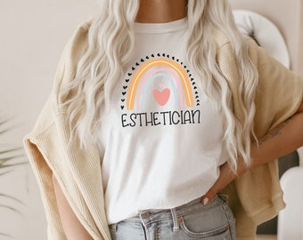 Esthetician shirt, hoodie, sweatshirt, tank top, gift, rainbow shirt, beautician shirt, skin care shirt, skincare lover, beauty salon tee