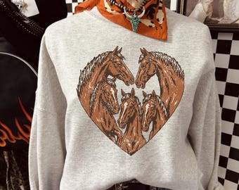 Tee-shirt cheval western, chemise cow-girl vintage, t-shirt graphique cheval ranch, sweat-shirt country girl, chemise cheval rodéo sku5-86