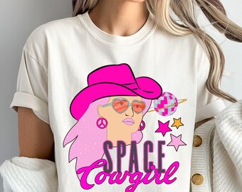 Space Cowgirl Shirt – Retro Pink Disco Western Graphic Tee – Cute Y2K Alien Cowgirl Gift – T-shirt Hoodie Sweatshirt Long Sleeve skuC 69