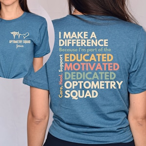 Personalized Optometry Squad shirt, long sleeve, sweatshirt, hoodie, gift, front and back custom name Optometrist, Optometry technician