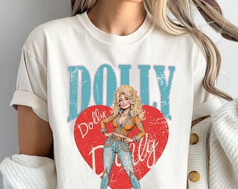 Maglietta ispirata a Dolly - T-shirt retrò da cowgirl, felpa con cappuccio, felpa, manica lunga, regalo di musica country per lei, top in stile western skuC sku3 48