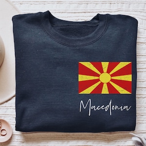 Macedonia Flag shirt, long sleeve, sweatshirt, hoodie, gift, pocket, Macedonian