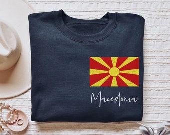 Macedonia Flag shirt, long sleeve, sweatshirt, hoodie, gift, pocket, Macedonian