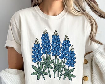 Texas Bluebonnet Flower Shirt – Wildflower T-shirt, Hoodie, Sweatshirt, Long Sleeve, Botanical Gift for Women, Spring Nature Tee sku3 23