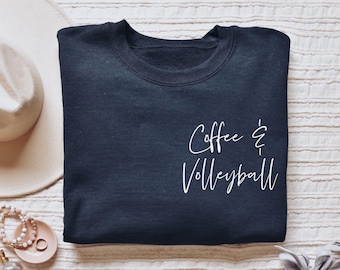 Chemise café et volley-ball, manches longues, sweat-shirt, sweat à capuche, poche pour entraîneur de volley-ball, maman volley-ball, fan de volley-ball