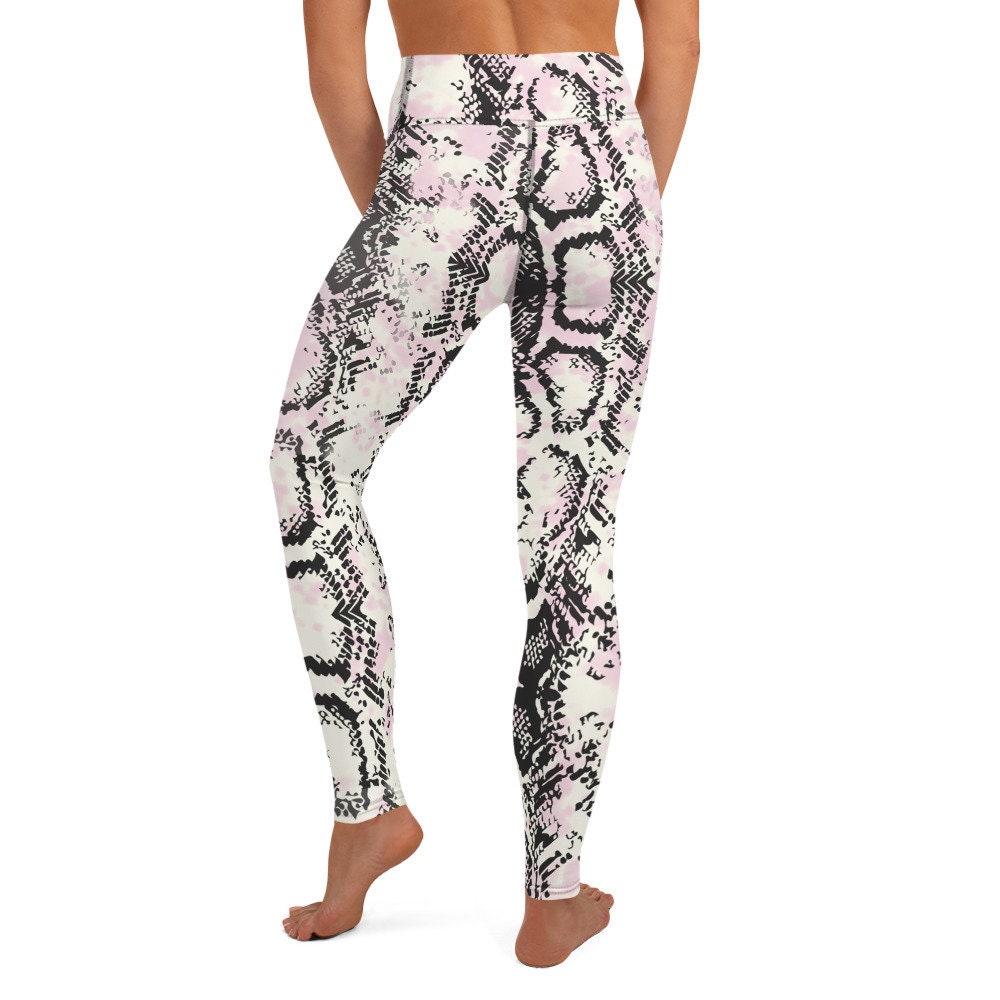 Snake Skin Black and White Yoga Leggings, Gift, Fitness Leggings