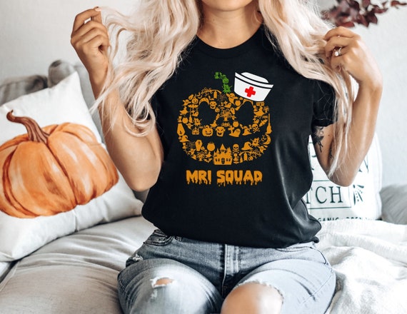 MRI squad shirt, long sleeve, sweatshirt, tank top, hoodie, gift, MRI tech Halloween pumpkin, autumn apparel