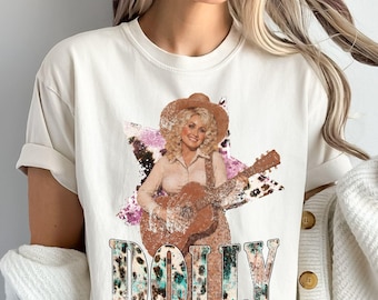 Retro Dolly Shirt – Country Music Graphic Tee, Distressed Western T-Shirt, Vintage Cowgirl Style Top, Concert Outfit, Gift for Fans  sku4 7