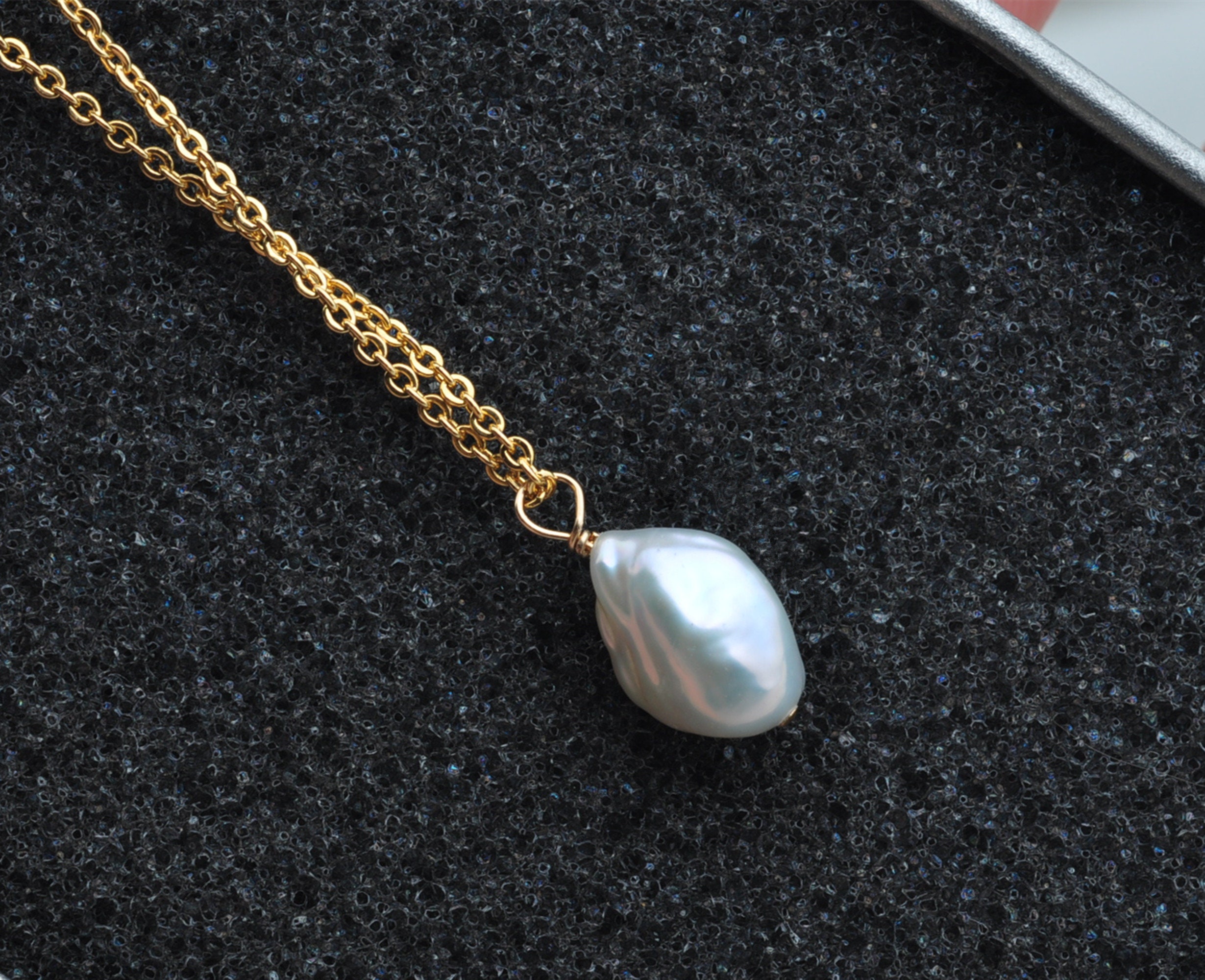 Halskette Mit Keshi Perle Sterling Silber