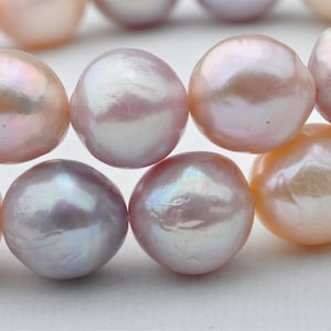 Cuerda de perla barroca con color metálico natural, hebra de perla ondulada para diseño de collar---ASP005