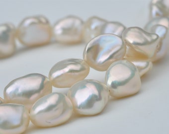 Natural Metallic White Color Keshi Pearl Strand