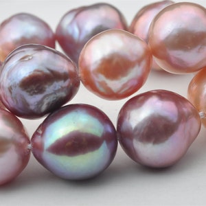 Baroque Loose Pearl String With Natural Rainbow Color,8.5-11mm Nucleus Pearl Strand For Necklace Design---AGH008
