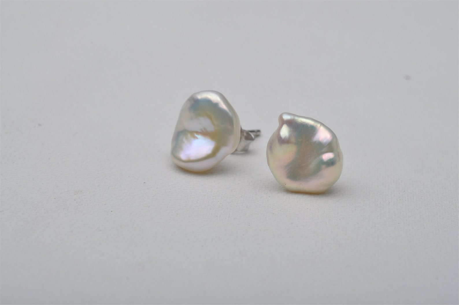 Natural Baroque Pearl Stud Earrings, 925 Silver Pearl Studs,dainty Stud