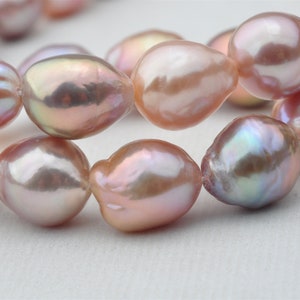 Nucleated Pearl Strand For Necklace Design,Natural Meallic Color Pearl String,Baroque Loose Pearl Strand With Rainbow Color---AMR011