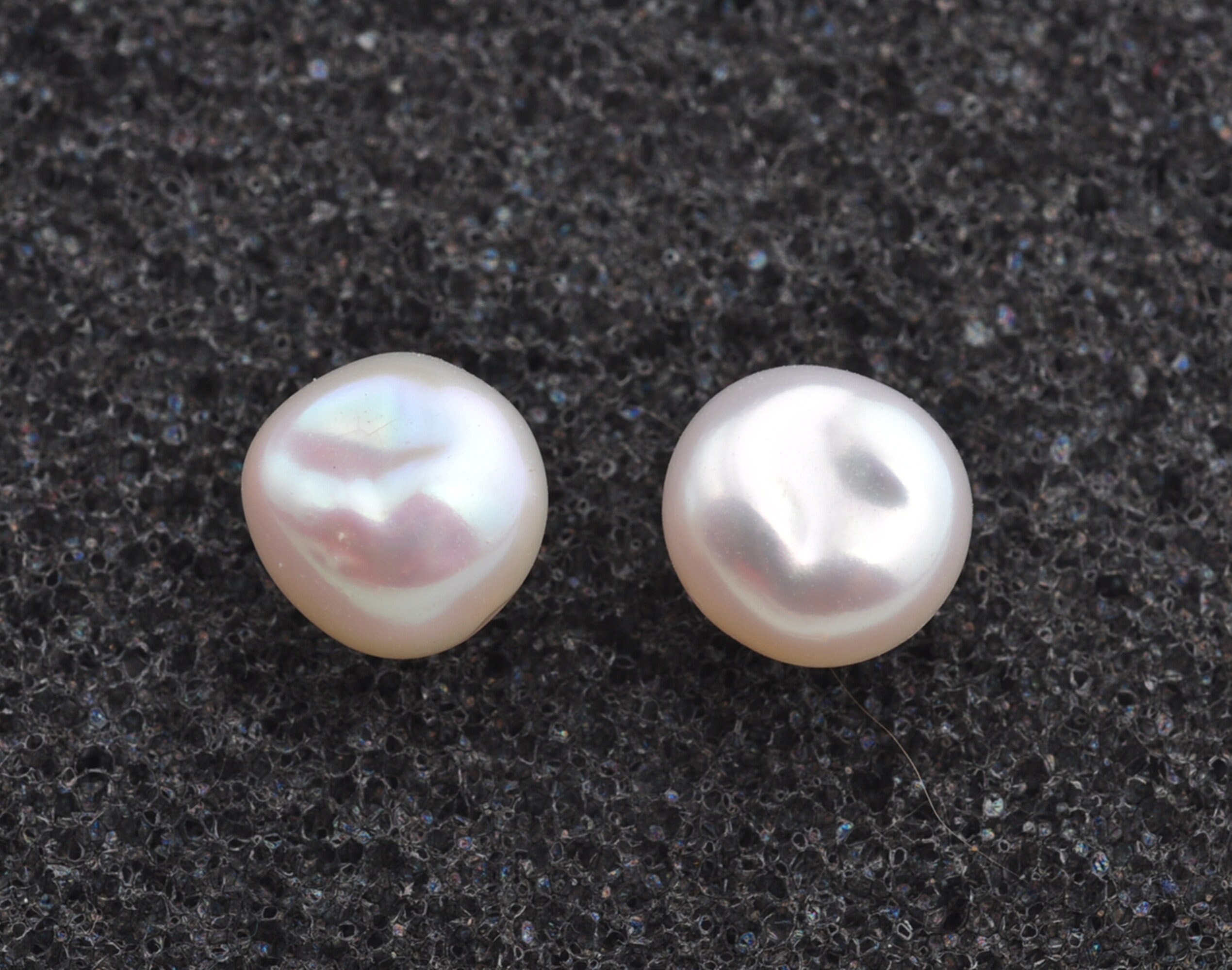 14-16mm Natural Baroque Keshi Pearl Stud Earrings – 14k Gold, White Reborn Pearl