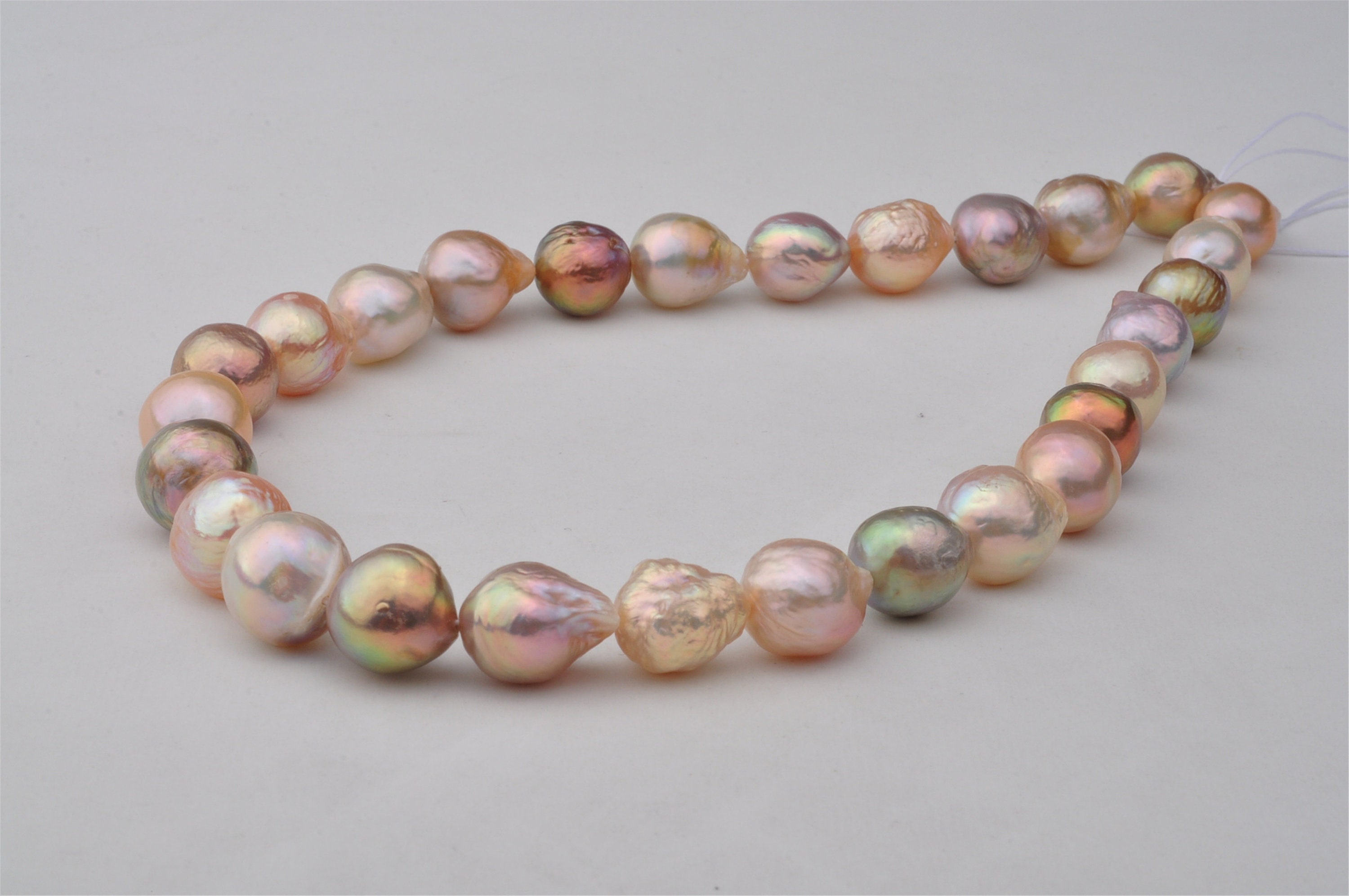 Large Light Natural Metallic Color Baroque Loose Pearl Strand for ...