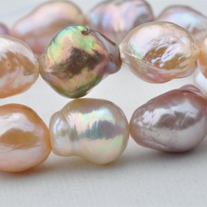 Nucleated Pearl Strand For Necklace Design,Natural Meallic Color Pearl String,Baroque Loose Pearl Strand With Rainbow Color---ASP003