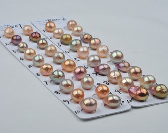 Natural Metallic Color Baroque Freshwater Nucleated Pearl Pair