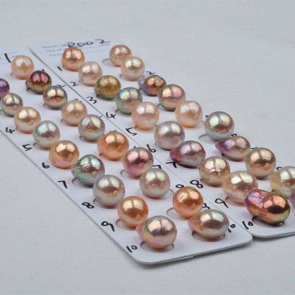 Natural Metallic Color Baroque Freshwater Nucleated Pearl Pair