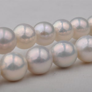 Rare Natural Silver White Edison Pearl Strand|Natural Grayish White Freshwater Nucleated Pearl Bead String for Necklace Design,ESW001