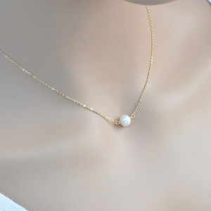 Dainty Choker Necklace, Single Pearl Necklace, Small Pearl Pendant,Bridesmaid gift,Bridal Jewelry
