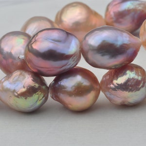 Nucleated Pearl Strand For Necklace Design,Natural Meallic Color Pearl String,Baroque Loose Pearl Strand With Rainbow Color---AHI010